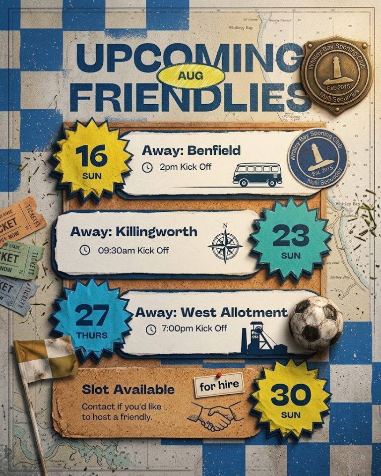 Whitley Bay Sporting Club Announce August Pre-Season Friendlies