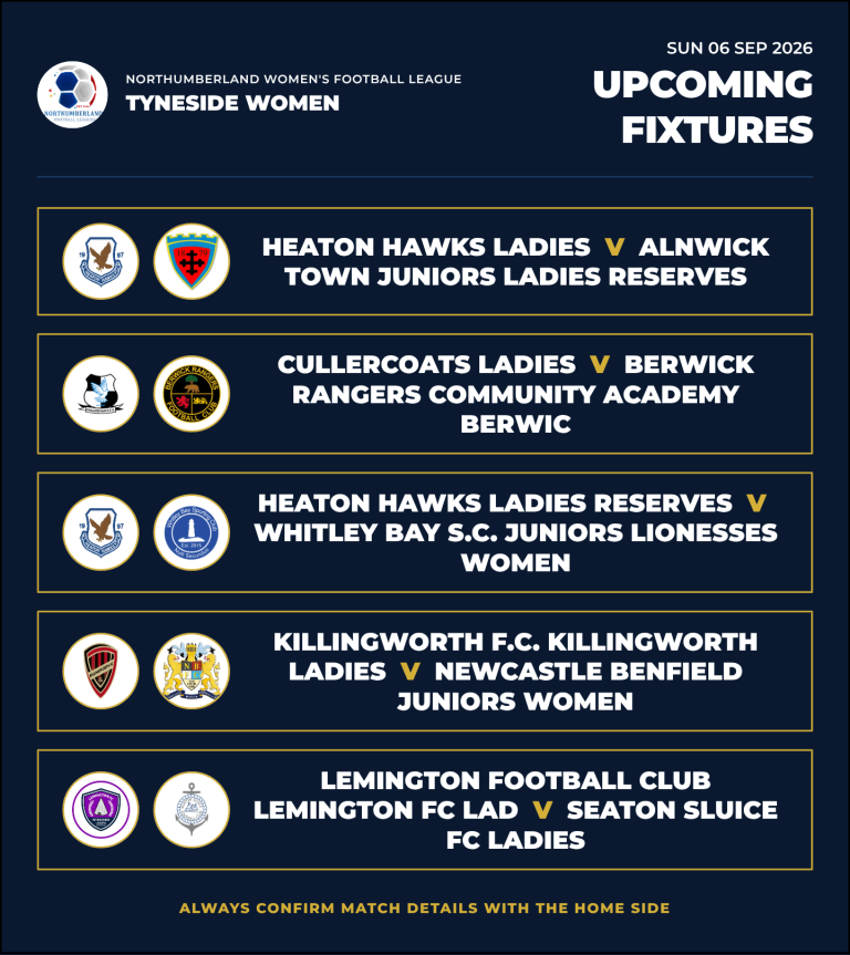 Upcoming Fixtures: SUN 06 SEP 2026