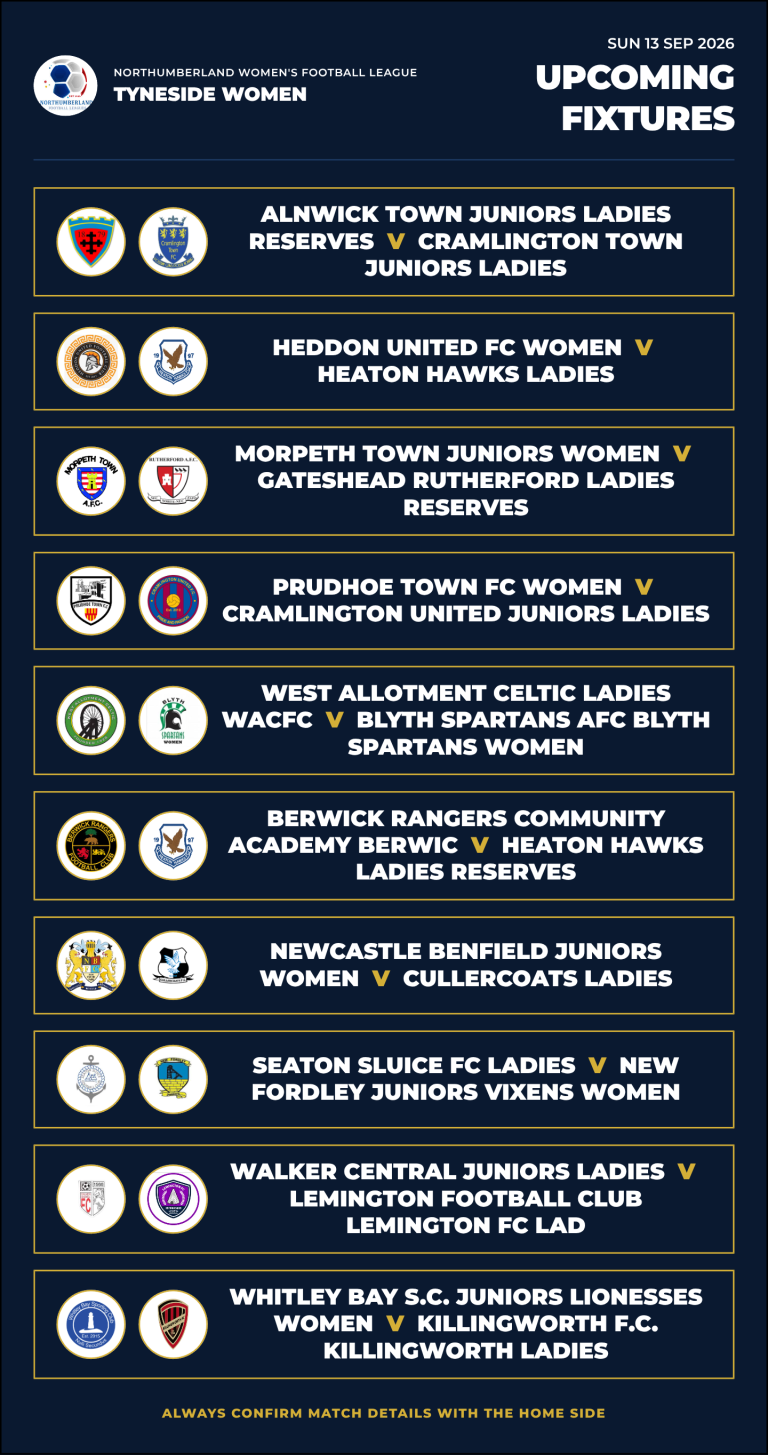 Upcoming Fixtures: SUN 13 SEP 2026
