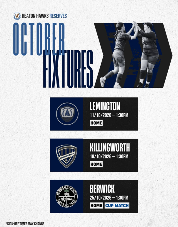 Heaton Hawks Reserves October Fixtures
