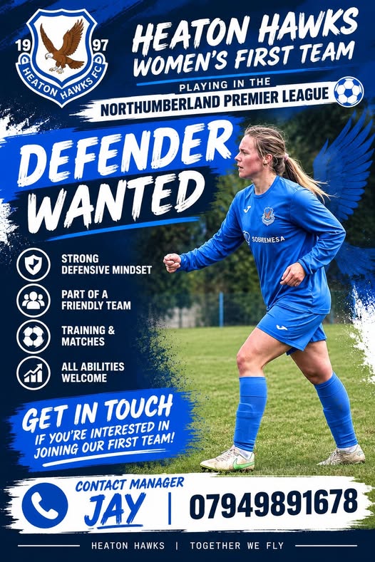 Heaton Hawks Defender wanted